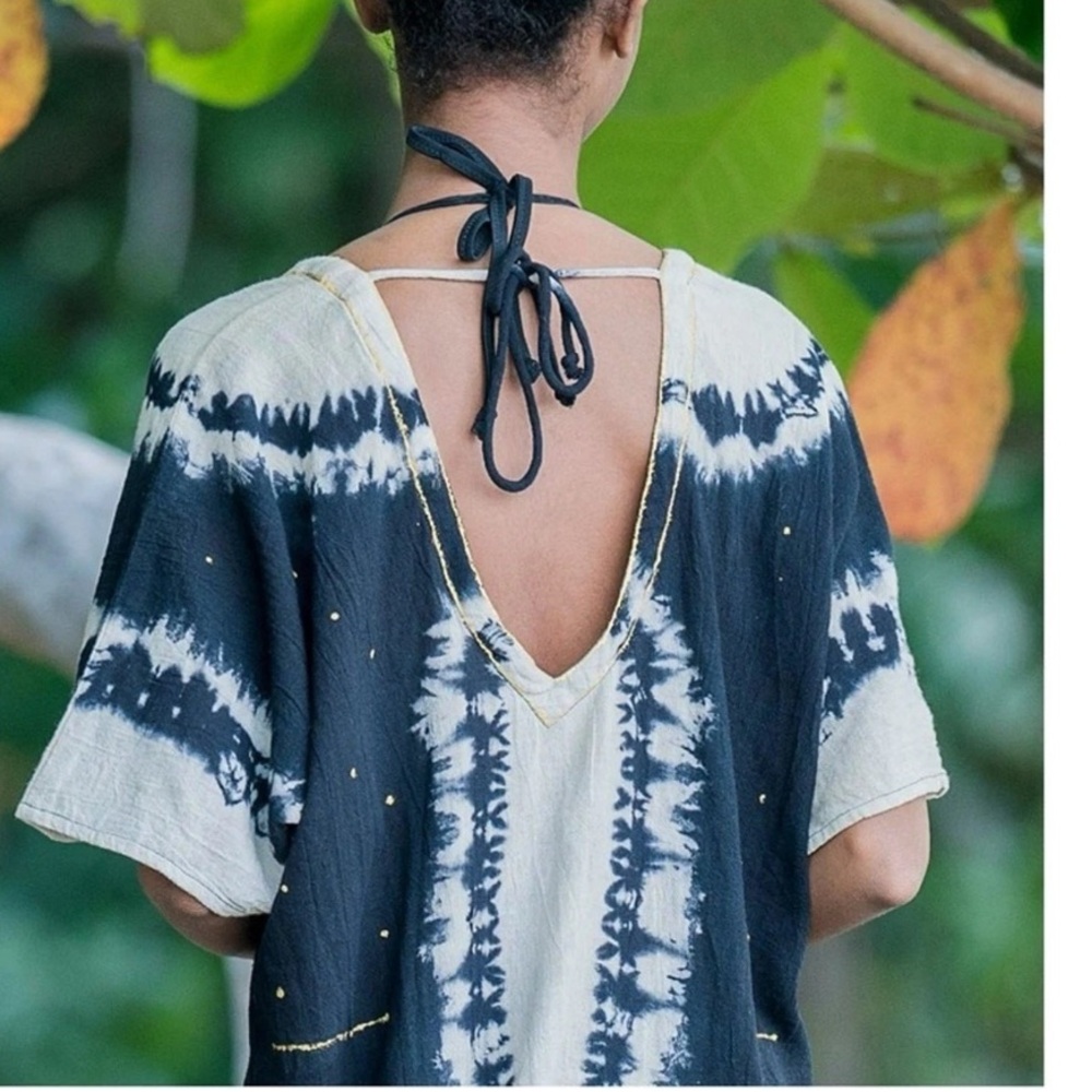 Natural Life Sayulita Kaftan Dress Bohemian Tie Dye Heart Beach Cotton One Size - Picture 2 of 13